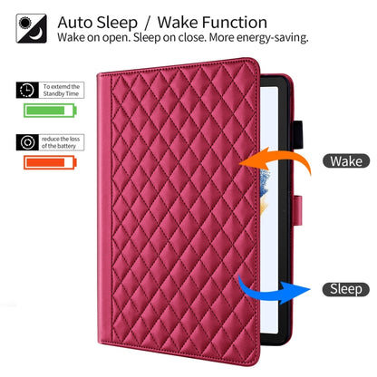 For Samsung Galaxy Tab A8 10.5 Rhombus Lattice Leather Smart Tablet Case(Red) by bashfashion