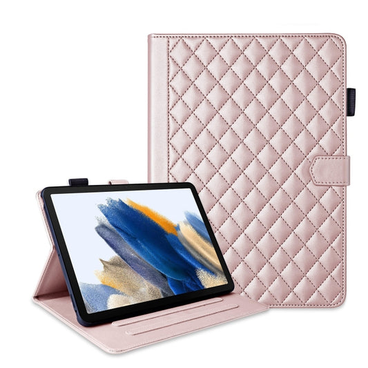 For Samsung Galaxy Tab A8 10.5 Rhombus Lattice Leather Smart Tablet Case(Rose Gold) by bashfashion