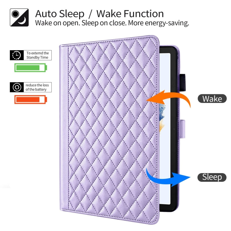 For Samsung Galaxy Tab A8 10.5 Rhombus Lattice Leather Smart Tablet Case(Purple) by bashfashion