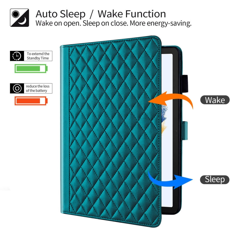 For Samsung Galaxy Tab A8 10.5 Rhombus Lattice Leather Smart Tablet Case(Dark Green) by bashfashion