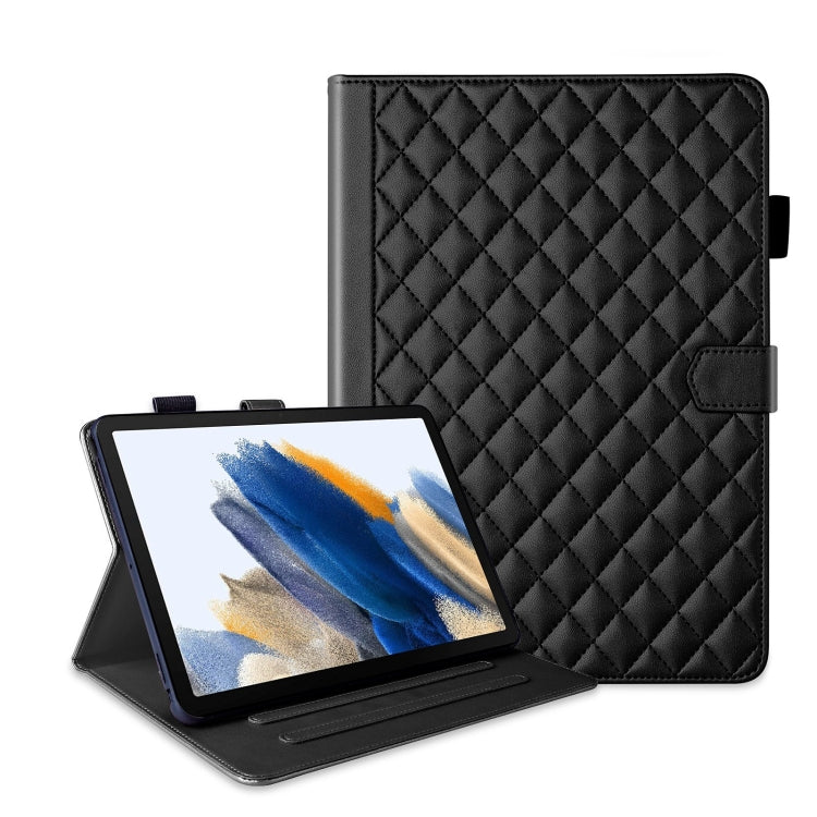For Samsung Galaxy Tab A8 10.5 Rhombus Lattice Leather Smart Tablet Case(Black) by bashfashion