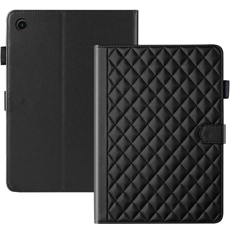 For Samsung Galaxy Tab A8 10.5 Rhombus Lattice Leather Smart Tablet Case(Black) by bashfashion