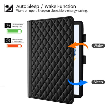 For Samsung Galaxy Tab A8 10.5 Rhombus Lattice Leather Smart Tablet Case(Black) by bashfashion