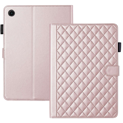 For Samsung Galaxy Tab A11 / A9 Rhombus Lattice Leather Tablet Case(Rose Gold) by bashfashion