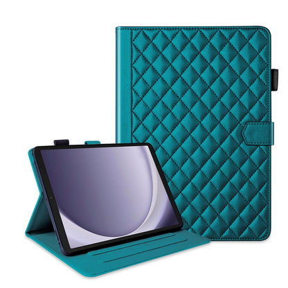 For Samsung Galaxy Tab A11 / A9 Rhombus Lattice Leather Tablet Case(Dark Green) by bashfashion