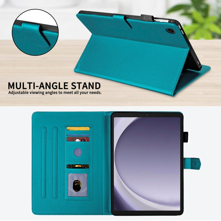 For Samsung Galaxy Tab A11 / A9 Rhombus Lattice Leather Tablet Case(Dark Green) by bashfashion