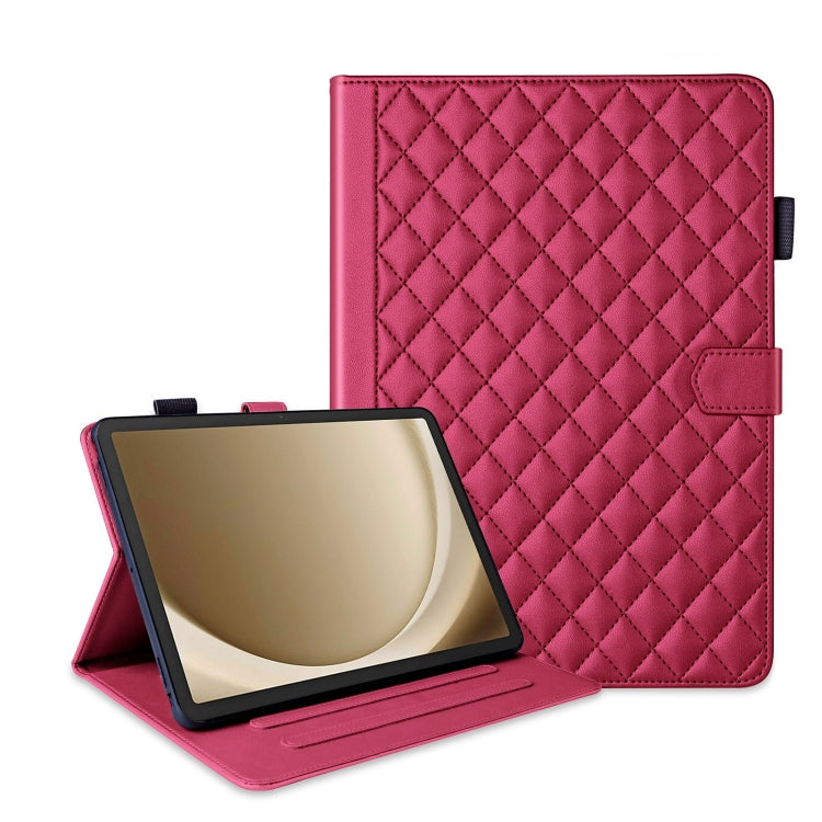 For Samsung Galaxy Tab A11+ / A9+ Rhombus Lattice Leather Tablet Case(Red) by bashfashion