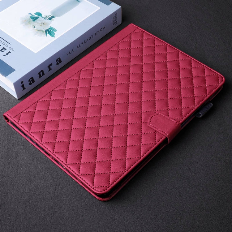 For Samsung Galaxy Tab A11+ / A9+ Rhombus Lattice Leather Tablet Case(Red) by bashfashion