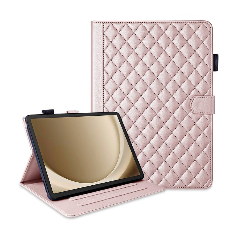 For Samsung Galaxy Tab A11+ / A9+ Rhombus Lattice Leather Tablet Case(Rose Gold) by bashfashion