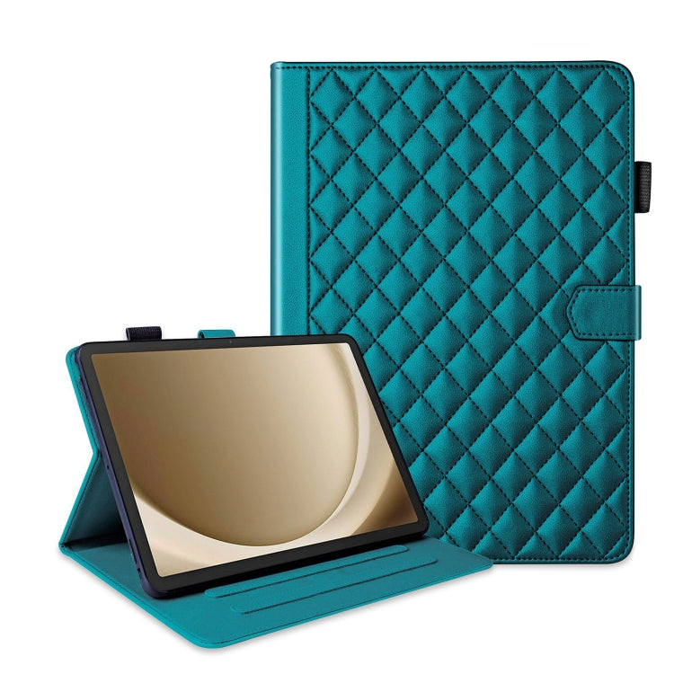 For Samsung Galaxy Tab A11+ / A9+ Rhombus Lattice Leather Tablet Case(Dark Green) by bashfashion