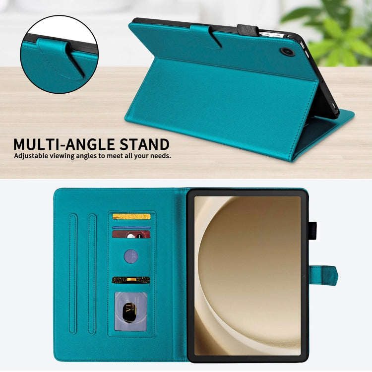 For Samsung Galaxy Tab A11+ / A9+ Rhombus Lattice Leather Tablet Case(Dark Green) by bashfashion