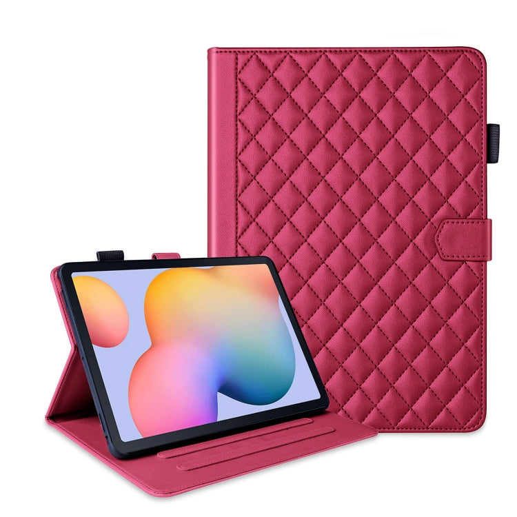 For Samsung Galaxy Tab S6 Lite 2024 Rhombus Lattice Leather Tablet Case(Red) by bashfashion