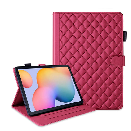 For Samsung Galaxy Tab S6 Lite 2024 Rhombus Lattice Leather Tablet Case(Red) by bashfashion