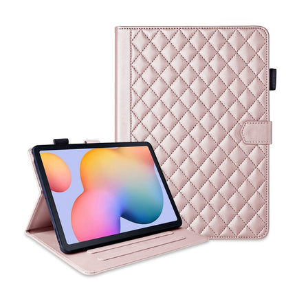 For Samsung Galaxy Tab S6 Lite 2024 Rhombus Lattice Leather Tablet Case(Rose Gold) by bashfashion