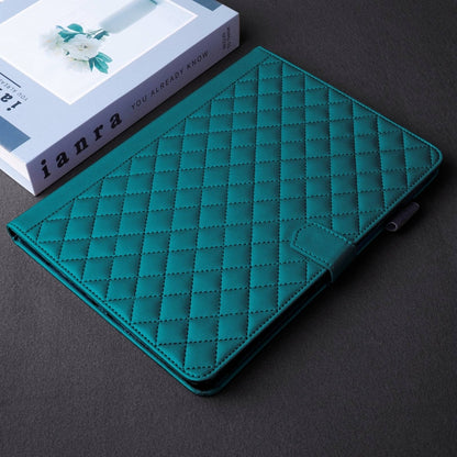 For Samsung Galaxy Tab S6 Lite 2024 Rhombus Lattice Leather Tablet Case(Dark Green) by bashfashion