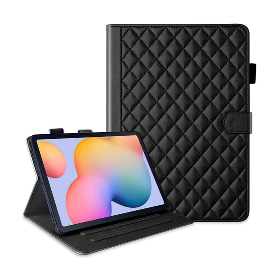 For Samsung Galaxy Tab S6 Lite 2024 Rhombus Lattice Leather Tablet Case(Black) by bashfashion