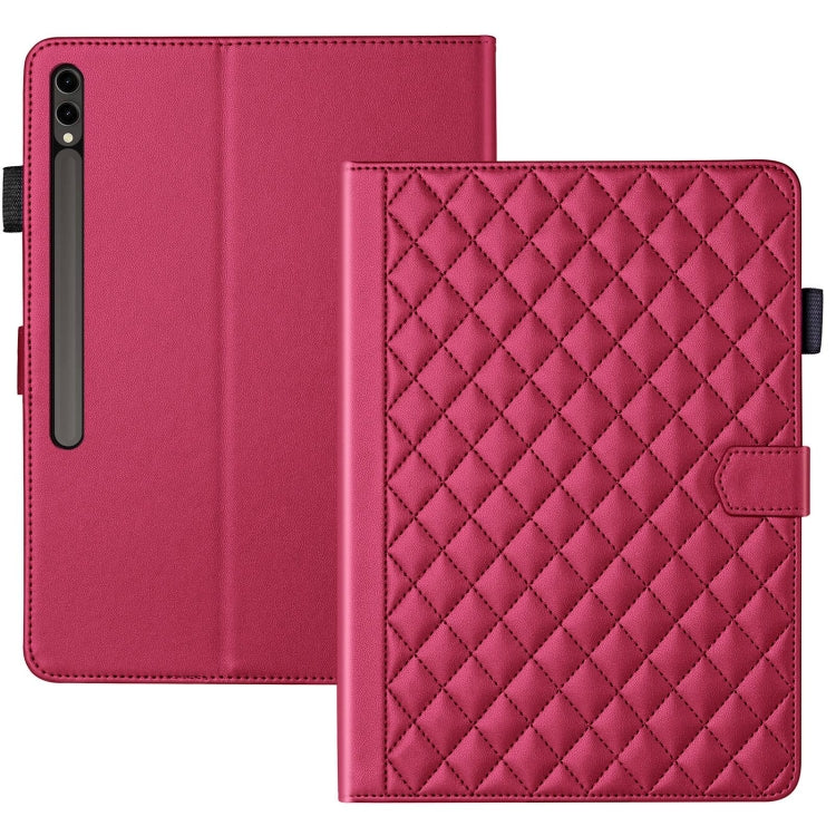 For Samsung Galaxy Tab S9 FE+ / S9+ Rhombus Lattice Leather Tablet Case(Red) by bashfashion