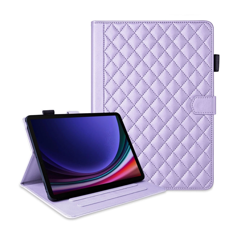 For Samsung Galaxy Tab S9 FE+ / S9+ Rhombus Lattice Leather Tablet Case(Purple) by bashfashion