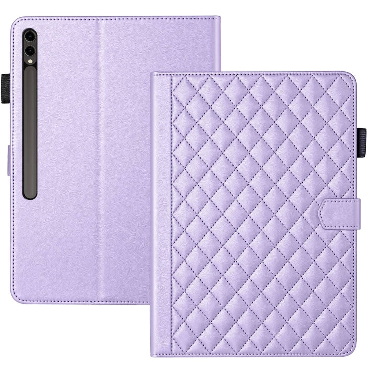 For Samsung Galaxy Tab S9 FE+ / S9+ Rhombus Lattice Leather Tablet Case(Purple) by bashfashion