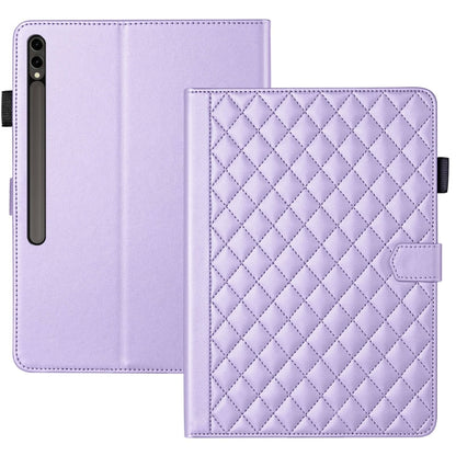 For Samsung Galaxy Tab S9 FE+ / S9+ Rhombus Lattice Leather Tablet Case(Purple) by bashfashion