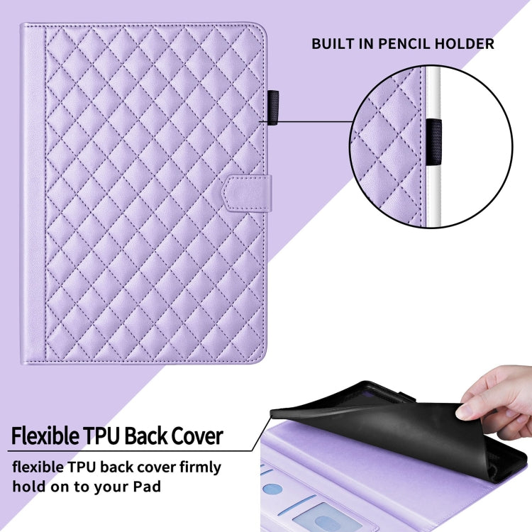 For Samsung Galaxy Tab S9 FE+ / S9+ Rhombus Lattice Leather Tablet Case(Purple) by bashfashion