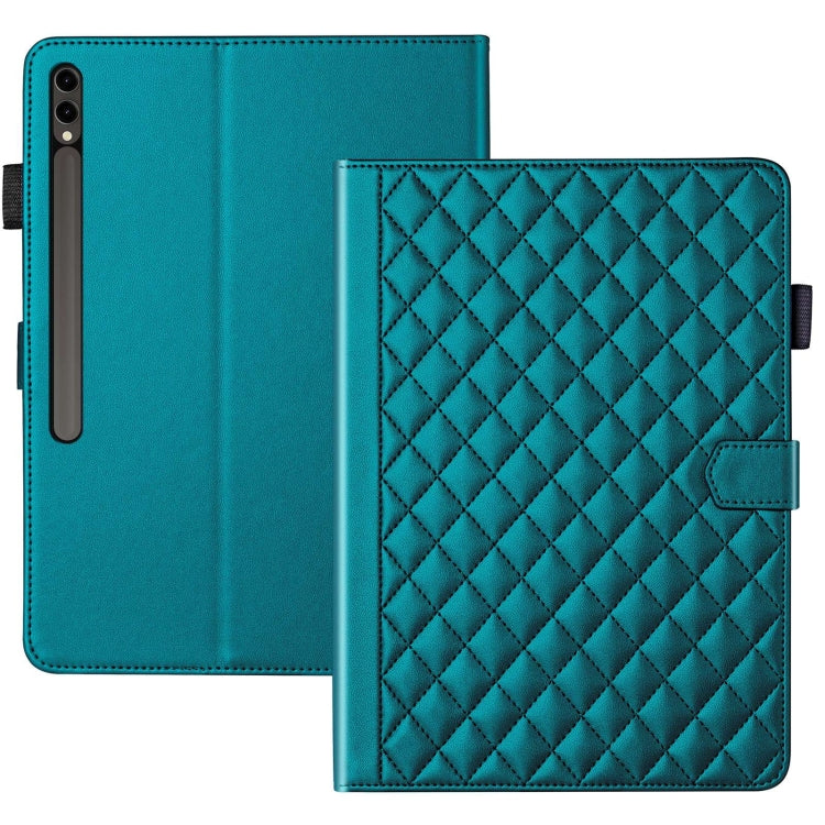 For Samsung Galaxy Tab S9 FE+ / S9+ Rhombus Lattice Leather Tablet Case(Dark Green) by bashfashion