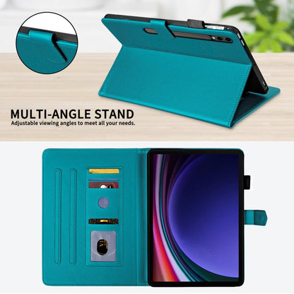 For Samsung Galaxy Tab S9 FE+ / S9+ Rhombus Lattice Leather Tablet Case(Dark Green) by bashfashion