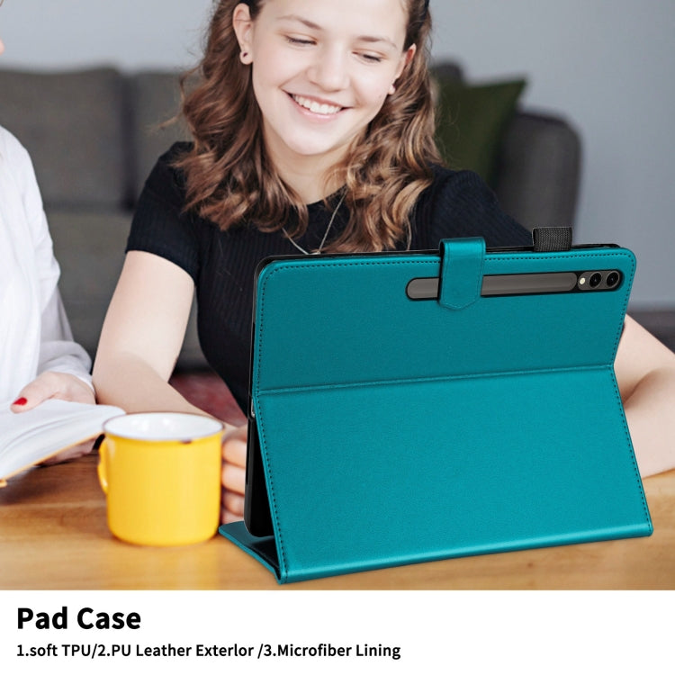 For Samsung Galaxy Tab S9 FE+ / S9+ Rhombus Lattice Leather Tablet Case(Dark Green) by bashfashion