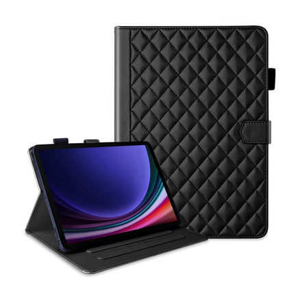 For Samsung Galaxy Tab S9 FE+ / S9+ Rhombus Lattice Leather Tablet Case(Black) by bashfashion