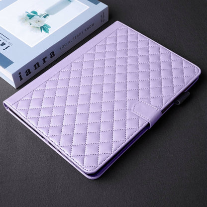 For Samsung Galaxy Tab S9 FE / S9 Rhombus Lattice Leather Tablet Case(Purple) by bashfashion