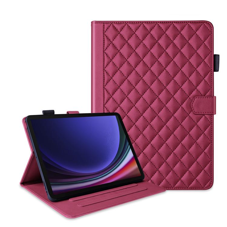 For Samsung Galaxy Tab S10 FE+ Rhombus Lattice Leather Tablet Case(Red) by bashfashion