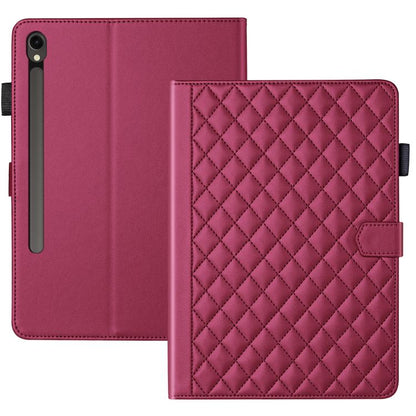 For Samsung Galaxy Tab S10 FE+ Rhombus Lattice Leather Tablet Case(Red) by bashfashion