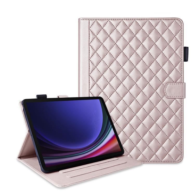 For Samsung Galaxy Tab S10 FE+ Rhombus Lattice Leather Tablet Case(Rose Gold) by bashfashion