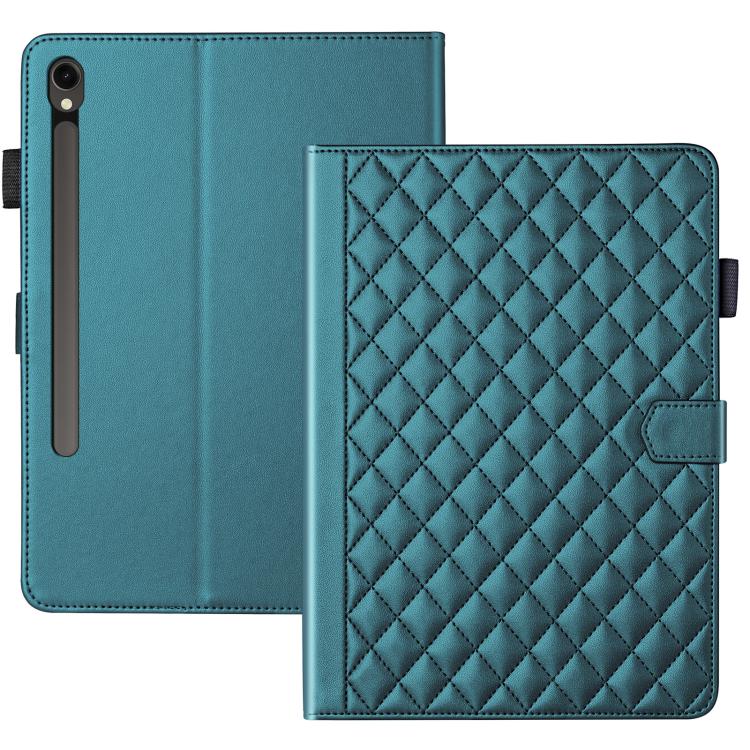 For Samsung Galaxy Tab S10 FE+ Rhombus Lattice Leather Tablet Case(Dark Green) by bashfashion