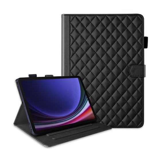 For Samsung Galaxy Tab S10 FE+ Rhombus Lattice Leather Tablet Case(Black) by bashfashion