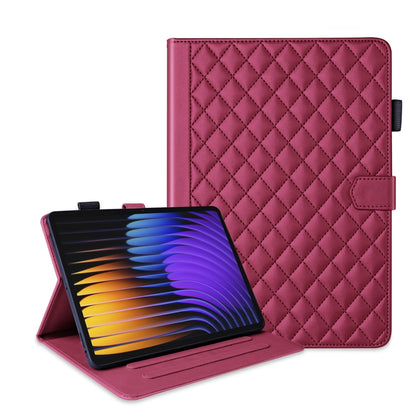 For Xiaomi Pad 7 / 7 Pro Rhombus Lattice Leather Tablet Case(Red) by bashfashion