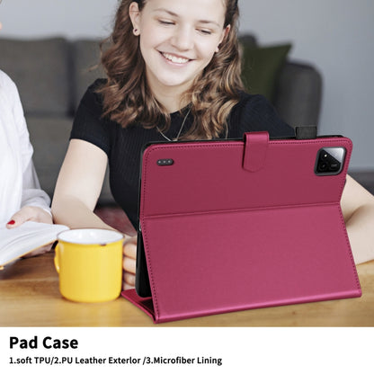 For Xiaomi Pad 7 / 7 Pro Rhombus Lattice Leather Tablet Case(Red) by bashfashion