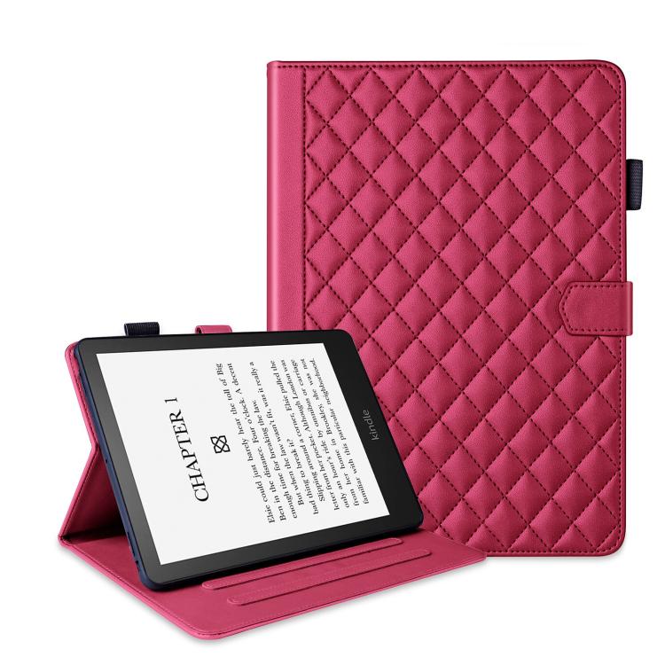 For Amazon Kindle Paperwhite 12th Gen 2024 Rhombus Lattice Leather Tablet Case(Red) by bashfashion