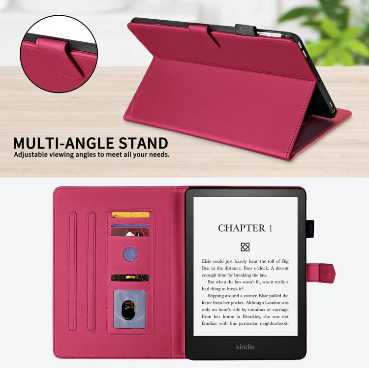 For Amazon Kindle Paperwhite 12th Gen 2024 Rhombus Lattice Leather Tablet Case(Red) by bashfashion