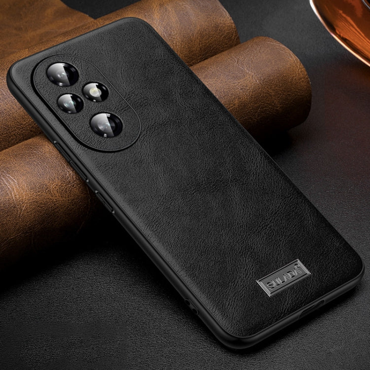 For Honor 200 Pro SULADA Shockproof TPU Hybrid Handmade Leather Phone Case(Black) by SULADA