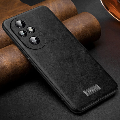 For Honor 200 Pro SULADA Shockproof TPU Hybrid Handmade Leather Phone Case(Black) by SULADA
