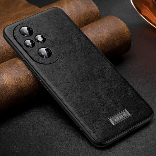 For Honor 200 Pro SULADA Shockproof TPU Hybrid Handmade Leather Phone Case(Black) by SULADA