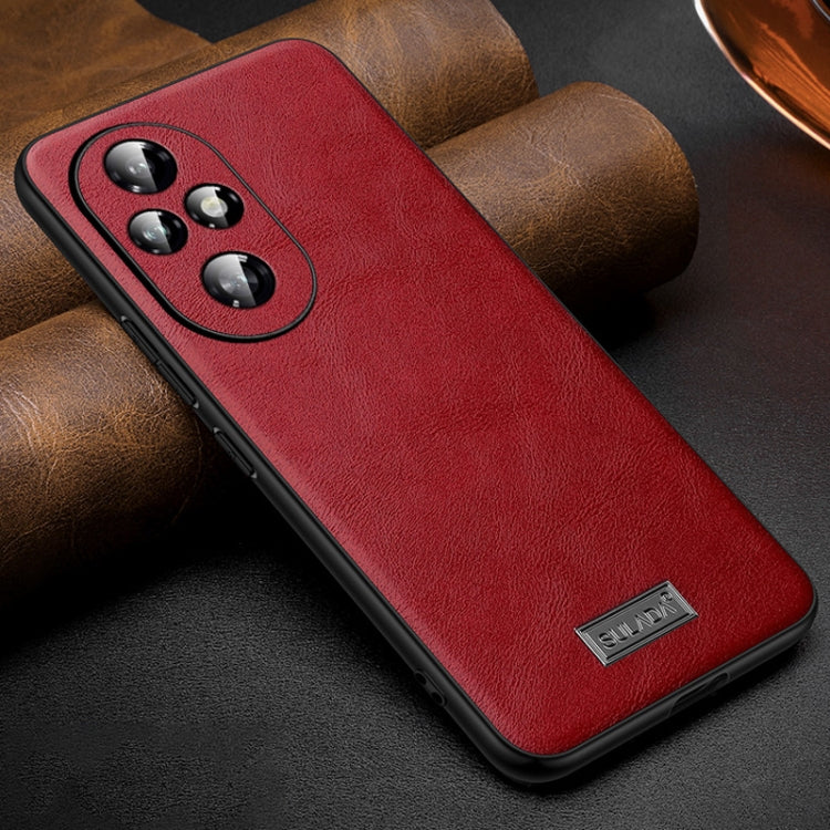 For Honor 200 Pro SULADA Shockproof TPU Hybrid Handmade Leather Phone Case(Red) by SULADA