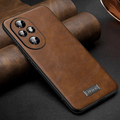 For Honor 200 Pro SULADA Shockproof TPU Hybrid Handmade Leather Phone Case(Brown) by SULADA