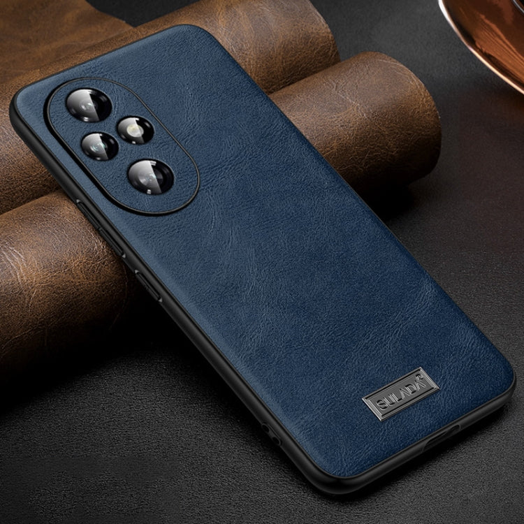 For Honor 200 Pro SULADA Shockproof TPU Hybrid Handmade Leather Phone Case(Blue) by SULADA