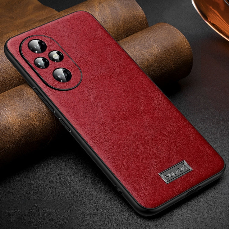 For Honor 200 SULADA Shockproof TPU Hybrid Handmade Leather Phone Case(Red) by SULADA