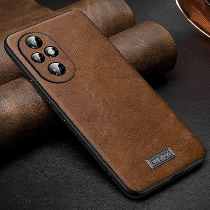 For Honor 200 SULADA Shockproof TPU Hybrid Handmade Leather Phone Case(Brown) by SULADA
