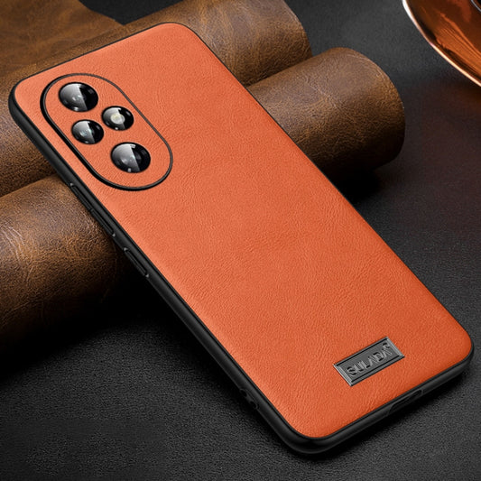 For Honor 200 SULADA Shockproof TPU Hybrid Handmade Leather Phone Case(Orange) by SULADA