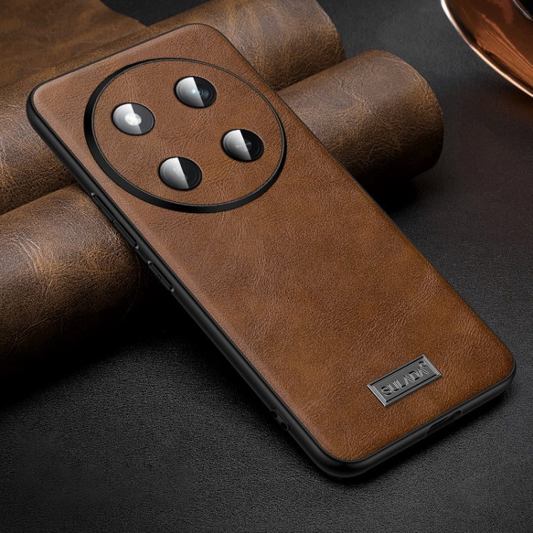 For Honor X60 Pro SULADA Shockproof TPU Hybrid Handmade Leather Phone Case(Brown) by SULADA