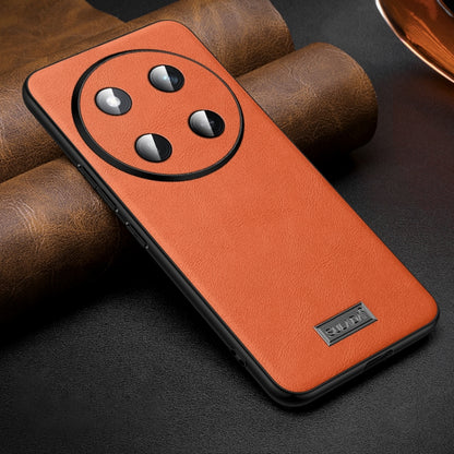For Honor X60 Pro SULADA Shockproof TPU Hybrid Handmade Leather Phone Case(Orange) by SULADA